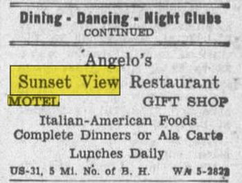 Angelos Sunset View Motel - Aug 29 1958 Ad